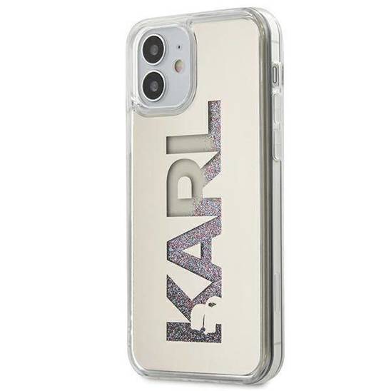 Original Case IPHONE 12 MINI Karl Lagerfeld Hardcase Mirror Liquid Glitter Karl (KLHCP12SKLMLGR) silver