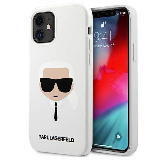 Original Case IPHONE 12 MINI Karl Lagerfeld Hardcase Silicone Karl`s Head (KLHCP12SSLKHWH) white