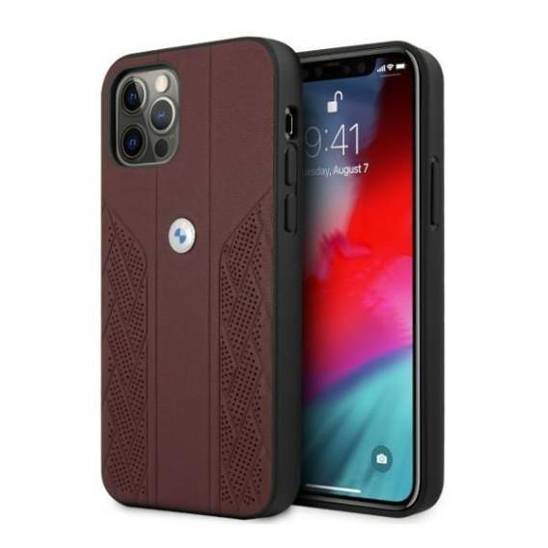 Original Case IPHONE 12 PRO MAX BMW Hardcase Leather Curve Perforate (BMHCP12LRSPPR) red