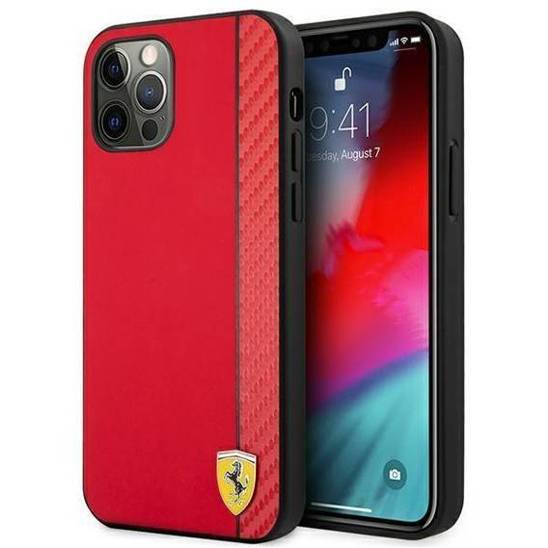 Original Case IPHONE 12 PRO MAX Ferrari Hardcase On Track Carbon Stripe (FESAXHCP12LRE) red