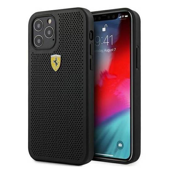 Original Case IPHONE 12 PRO MAX Ferrari Hardcase On Track Perforated (FESPEHCP12LBK) black