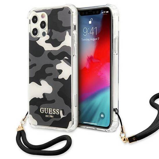 Original Case IPHONE 12 PRO MAX Guess Hardcase Camo Collection (GUHCP12LKSARBK) black