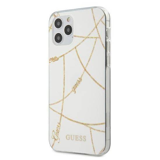 Original Case IPHONE 12 PRO MAX Guess Hardcase Gold Chain Collection (GUHCP12LPCUCHWH) white