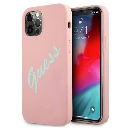 Original Case IPHONE 12 PRO MAX Guess Hardcase Silicone Vintage (GUHCP12LLSVSPG) pink