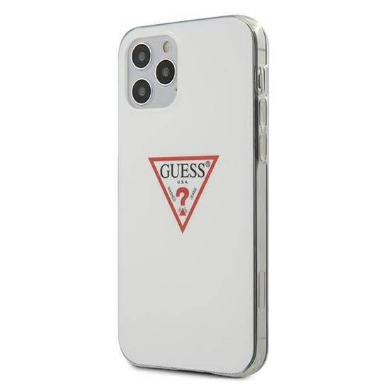 Original Case IPHONE 12 PRO MAX Guess Hardcase Triangle Collection (GUHCP12LPCUCTLWH) white