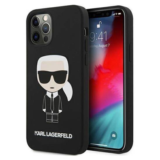 Original Case IPHONE 12 PRO MAX Karl Lagerfeld Hardcase Silicone Iconic (KLHCP12LSLFKBK) black