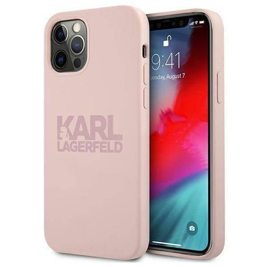 Original Case IPHONE 12 PRO MAX Karl Lagerfeld Silicone Stack Logo (KLHCP12LSTKLTLP) pink