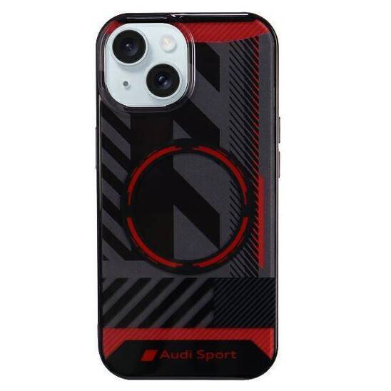 Original Case IPHONE 13 / 14 / 15 Audi Hardcase IML Sport MagSafe Case (AU-IMLMIP15-RSQ/D2-BK) black