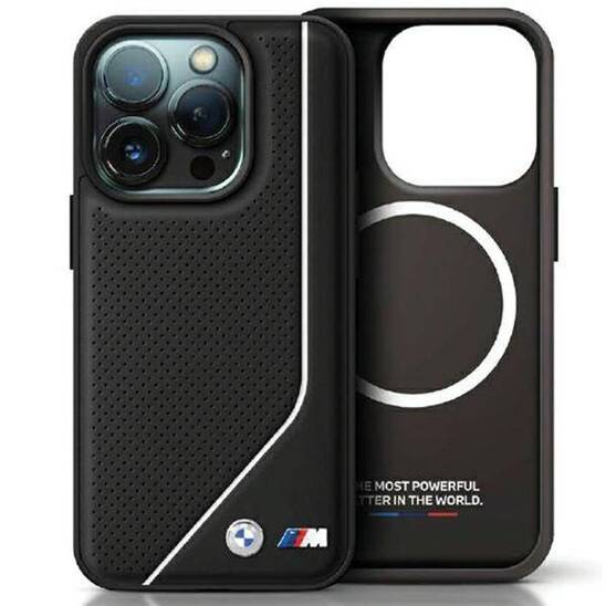 Original Case IPHONE 13 / 14 / 15 BMW Hardcase Perforated Twisted Line MagSafe (BMHMP15S23PUCPK) black