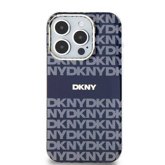 Original Case IPHONE 13 / 14 / 15 DKNY Hardcase IML Mono & Stripe MagSafe (DKHMP15SHRHSEB) blue