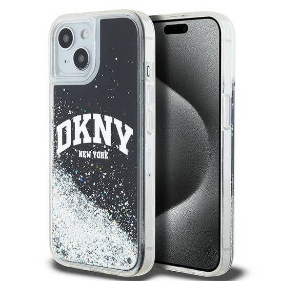 Original Case IPHONE 13 / 14 / 15 DKNY Hardcase Liquid Glitter Big Logo (DKHCP14SLBNAEK) black