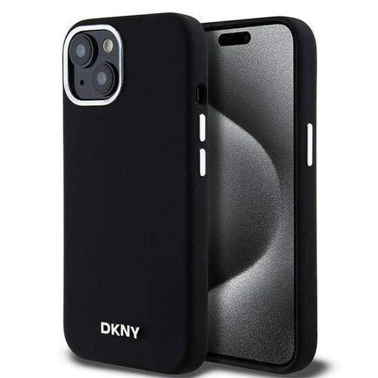 Original Case IPHONE 13 / 14 / 15 DKNY Hardcase Liquid Silicone Small Metal Logo MagSafe (DKHMP14SSMCHLK) black