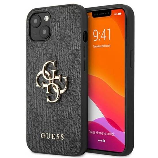 Original Case IPHONE 13 6,1" Guess Hardcase 4G Big Metal Logo GUHCP13M4GMGGR grey