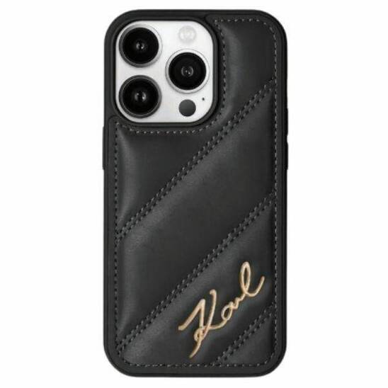 Original Case IPHONE 13 Karl Lagerfeld Diagonal Quilted Script (KLHCP13MPQDSMGK) black