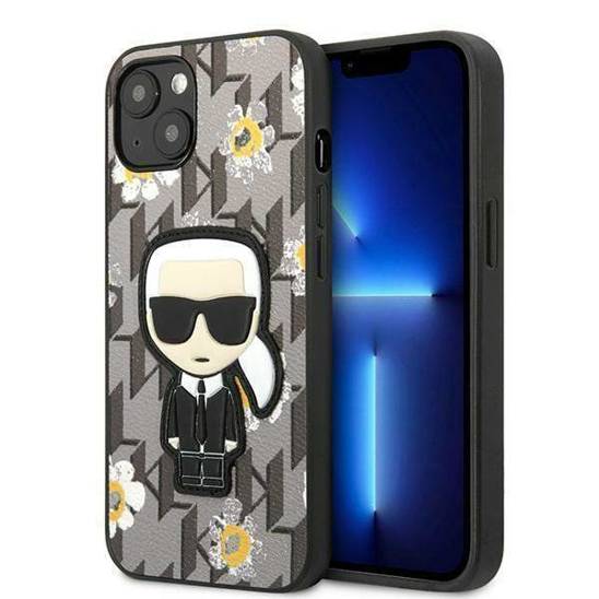 Original Case IPHONE 13 Karl Lagerfeld Flower Ikonik Karl (KLHCP13MPMNFIK1) gray