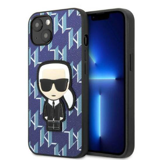 Original Case IPHONE 13 Karl Lagerfeld Hardcase Monogram Ikonik Patch blue