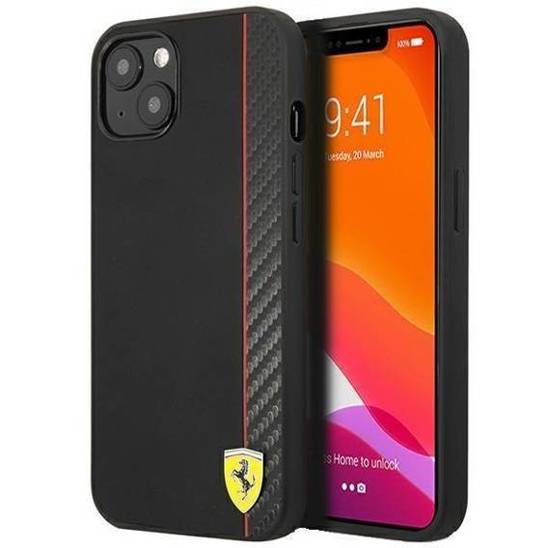 Original Case IPHONE 13 MINI Ferrari Hardcase On Track Carbon Stripe (FESAXHCP13SBK) black