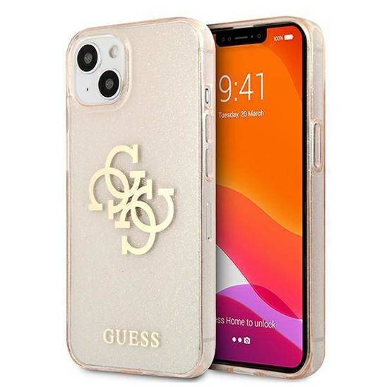 Original Case IPHONE 13 MINI Guess Hard Case Glitter 4G Big Logo (GUHCP13SPCUGL4GGO) gold