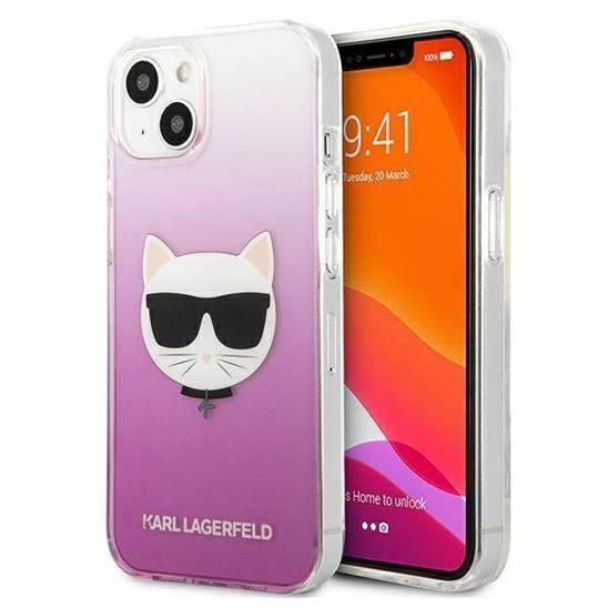 Original Case IPHONE 13 MINI Karl Lagerfeld Hardcase Choupette Head (KLHCP13SCTRP) pink