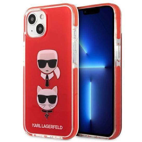 Original Case IPHONE 13 MINI Karl Lagerfeld Hardcase Karl&Choupette Head (KLHCP13STPE2TR) red