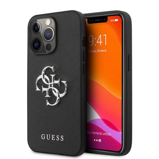 Original Case IPHONE 13 PRO / 13 6,1" Guess Hardcase Saffiano 4G Metal Logo GUHCP13LSA4GSBK black