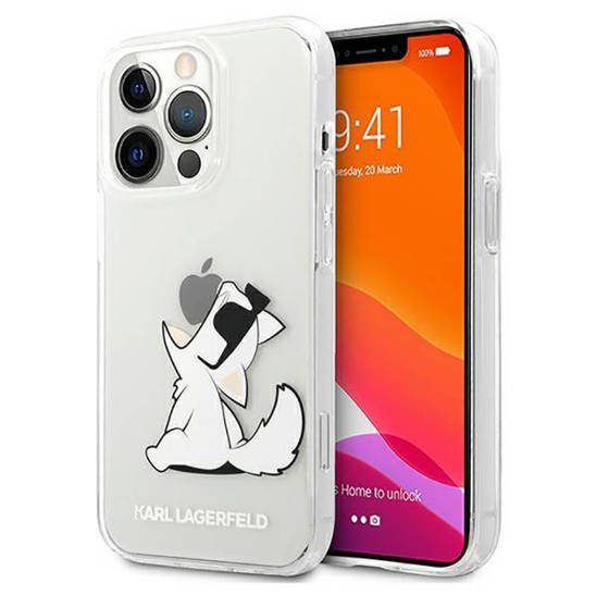 Original Case IPHONE 13 PRO 6,1" Karl Lagerfeld Hardcase Choupette Fun KLHCP13LCFNRC transparent