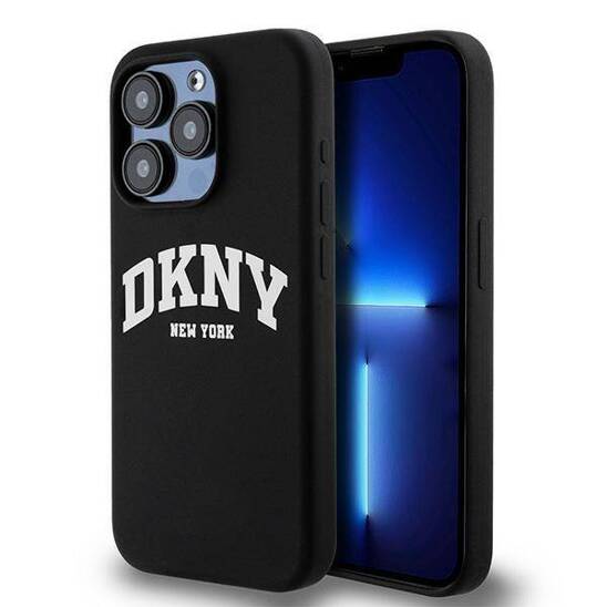 Original Case IPHONE 13 PRO DKNY Hardcase Liquid Silicone White Printed Logo MagSafe (DKHMP13LSNYACH) black