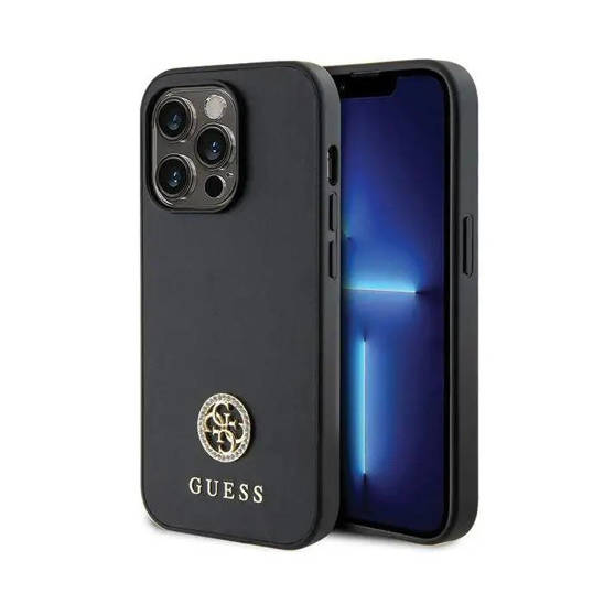 Original Case IPHONE 13 PRO Guess 4G Strass Metal Logo (GUHCP13LPS4DGPK) black