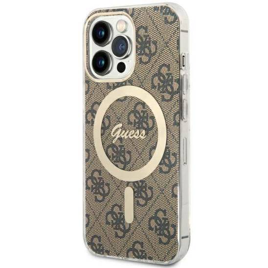 Original Case IPHONE 13 PRO Guess Hardcase 4G MagSafe (GUHMP13LH4STW) brown