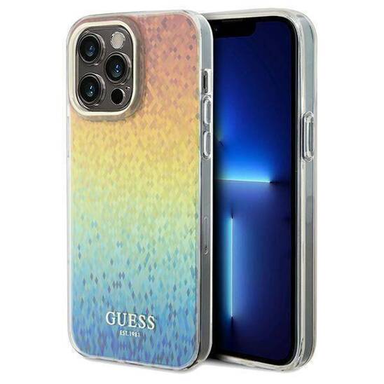 Original Case IPHONE 13 PRO Guess Hardcase IML Faceted Mirror Disco Iridescent (GUHCP13LHDECMI) multicolored