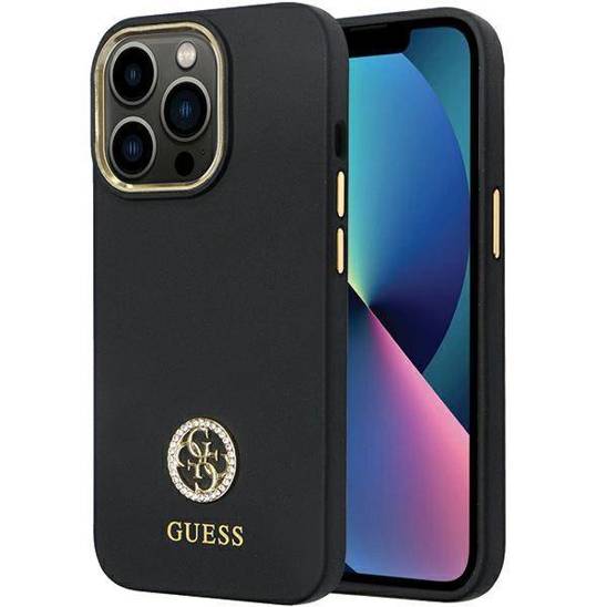 Original Case IPHONE 13 PRO Guess Hardcase Silicone Logo Strass 4G (Guhcp13lm4dgpk) black