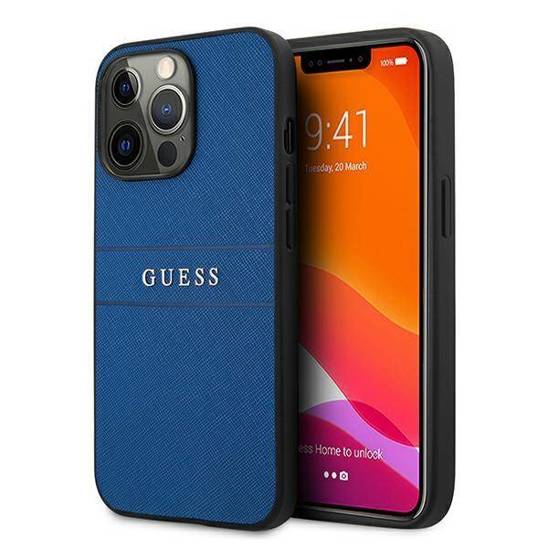 Original Case IPHONE 13 PRO Guess Saffiano Strap (GUHCP13LPSASBBL) blue