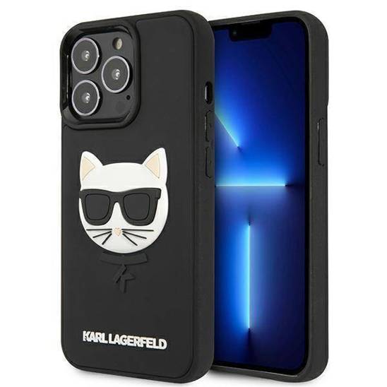 Original Case IPHONE 13 PRO Karl Lagerfeld Hardcase 3D Rubber Choupette (KLHCP13LCH3DBK) black