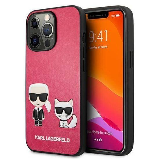 Original Case IPHONE 13 PRO Karl Lagerfeld Hardcase Ikonik Karl & Choupette (KLHCP13LPCUSKCP) pink