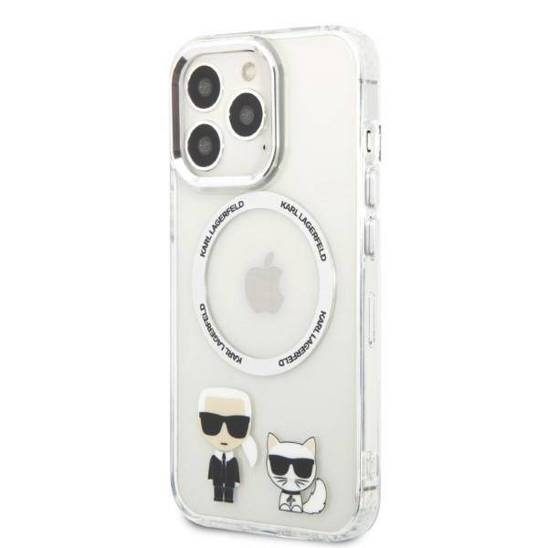 Original Case IPHONE 13 PRO Karl Lagerfeld Hardcase Karl & Choupette Aluminium Magsafe (KLHMP13LHKCT) transparent