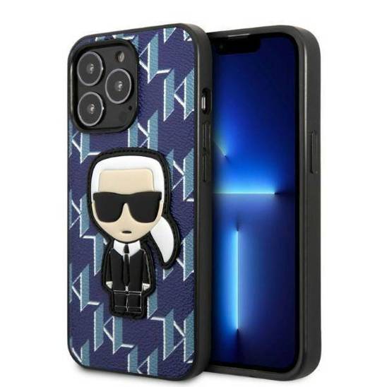 Original Case IPHONE 13 PRO Karl Lagerfeld Hardcase Monogram Ikonik Patch blue