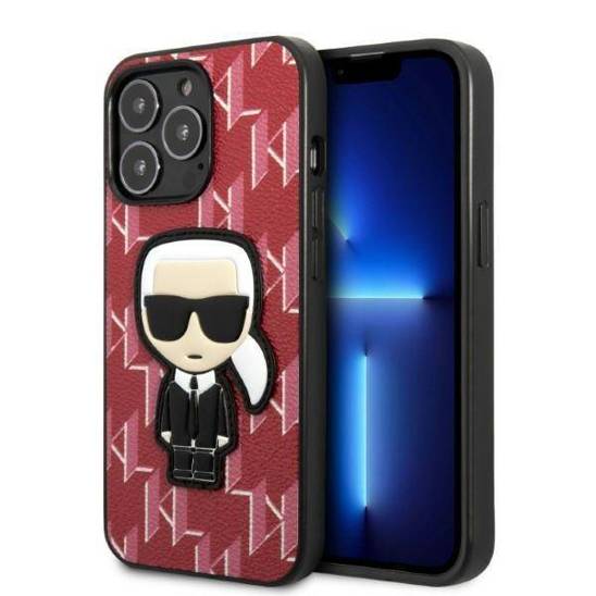 Original Case IPHONE 13 PRO Karl Lagerfeld Hardcase Monogram Ikonik Patch red