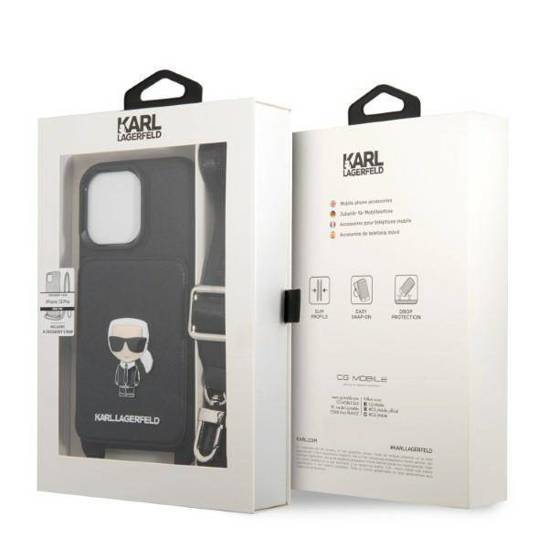 Original Case IPHONE 13 PRO Karl Lagerfeld Hardcase Saffiano Metal Ikonik black
