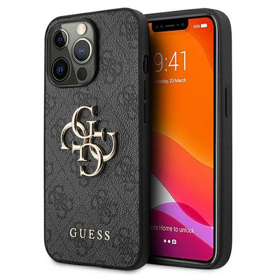 Original Case IPHONE 13 PRO MAX 6,7" Guess Hardcase 4G Big Metal Logo GUHCP13X4GMGGR grey