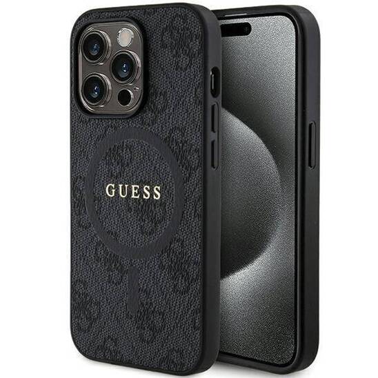 Original Case IPHONE 13 PRO MAX Guess Hardcase 4G Collection Leather Metal Logo MagSafe (GUHMP13XG4GFRK) black