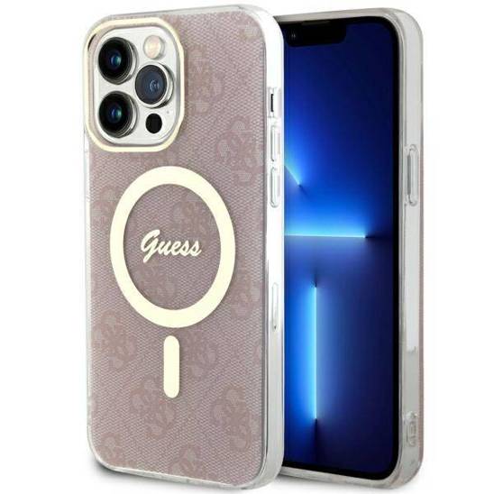 Original Case IPHONE 13 PRO MAX Guess Hardcase 4G MagSafe (GUHMP13XH4STP) pink