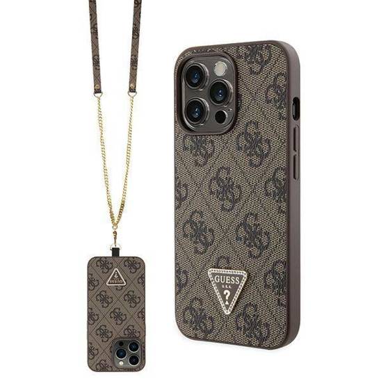 Original Case IPHONE 13 PRO MAX Guess Hardcase Crossbody 4G Metal Logo (GUHCP13XP4TDSCPW) brown