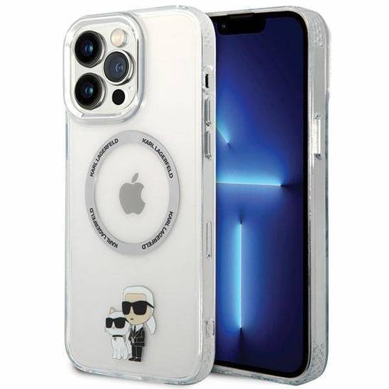 Original Case IPHONE 13 PRO MAX Karl Lagerfeld Hardcase Iconic Karl&Choupette Magsafe (KKLHMP13XHNKCIT) transparent