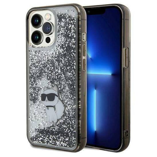 Original Case IPHONE 13 PRO MAX Karl Lagerfeld Hardcase Liquid Glitter Choupette (KLHCP13XLKCNSK) transparent