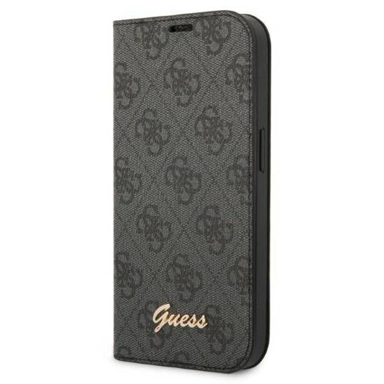 Original Case IPHONE 14 Guess Book 4G Vintage Gold Logo (GUBKP14SHG4SHK) black