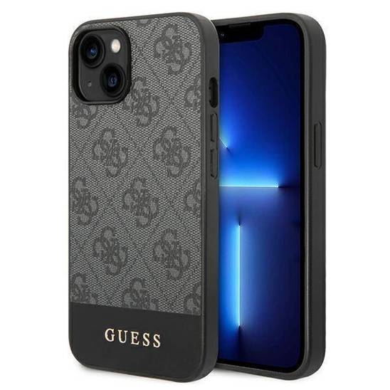 Original Case IPHONE 14 Guess Hard Case 4G Stripe Collection gray