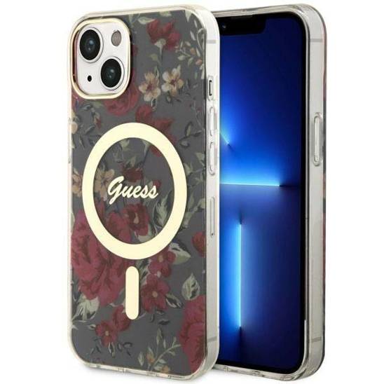 Original Case IPHONE 14 Guess Hardcase Flower MagSafe (Guhmp14shcfwsa) green