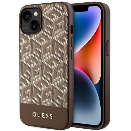 Original Case IPHONE 14 Guess Hardcase GCube Stripes MagSafe (GUHMP14SHGCFSEW) brown