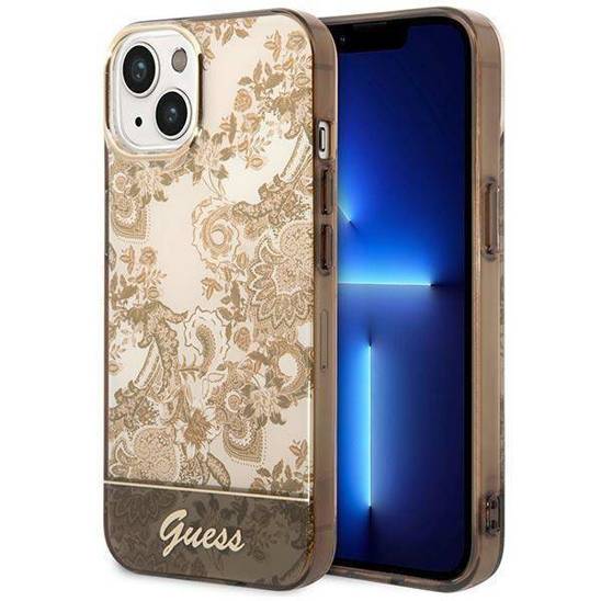 Original Case IPHONE 14 Guess Hardcase Porcelain Collection (GUHCP14SHGPLHC) gold