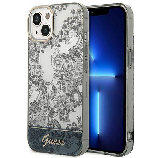 Original Case IPHONE 14 Guess Hardcase Porcelain Collection (GUHCP14SHGPLHG) gray